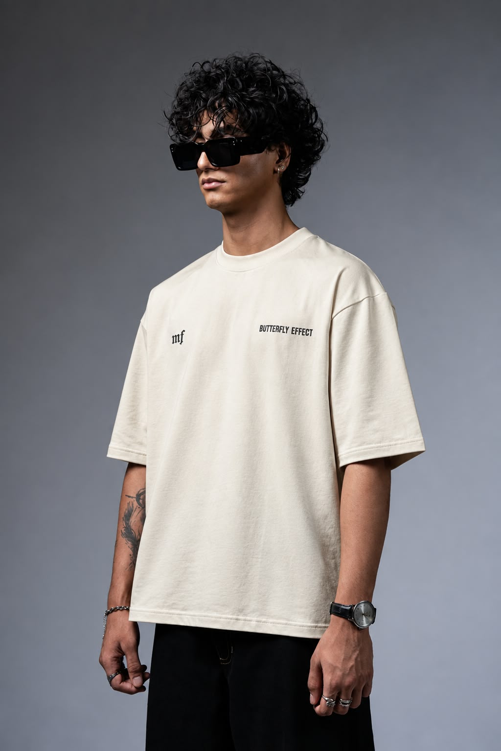 Butterfly Puff Print Oversized Tee